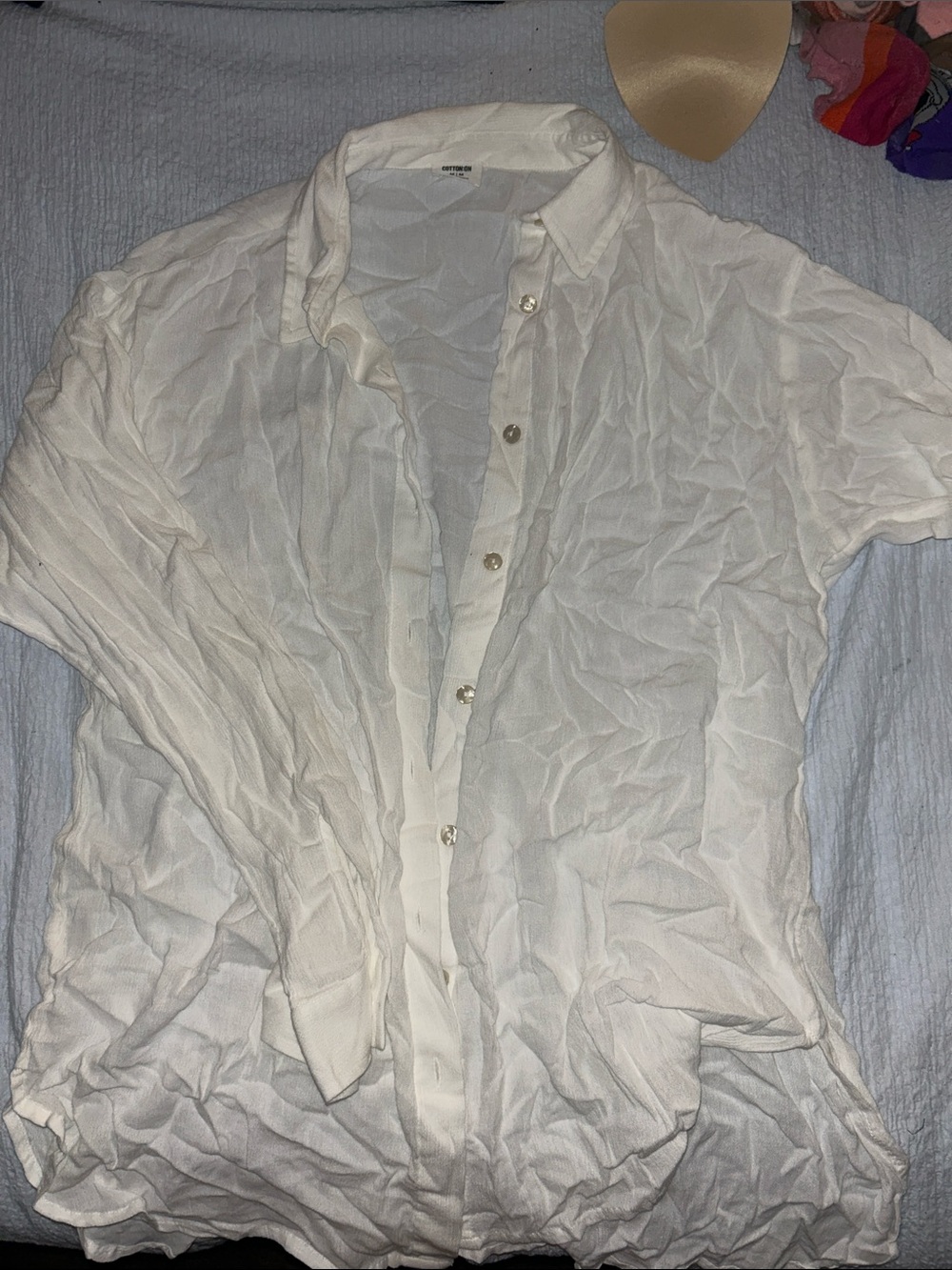 Cotton On White Button Down Sheer Shirt